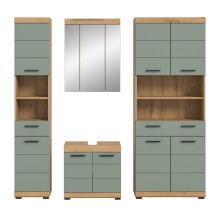 Badezimmer-Set >Scout< in Artisan Eiche Nachbildung/Salbei - 186x191x34 (BxHxT)