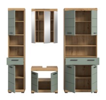 Badezimmer-Set >Scout< in Artisan Eiche Nachbildung/Salbei - 186x191x34 (BxHxT)