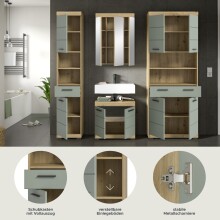 Badezimmer-Set >Scout< in Artisan Eiche Nachbildung/Salbei - 186x191x34 (BxHxT)