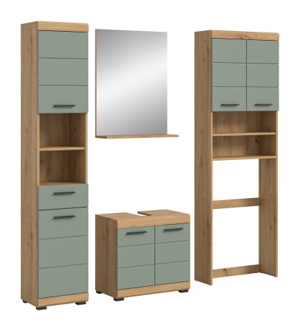 Badezimmer-Set >Scout< in Artisan Eiche Nachbildung/Salbei - 190x191x34 (BxHxT)
