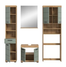 Badezimmer-Set >Scout< in Artisan Eiche Nachbildung/Salbei - 190x191x34 (BxHxT)