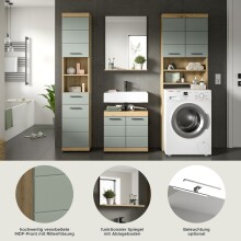 Badezimmer-Set >Scout< in Artisan Eiche Nachbildung/Salbei - 190x191x34 (BxHxT)