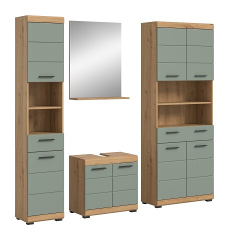 Badezimmer-Set >Scout< in Artisan Eiche Nachbildung/Salbei - 186x191x34 (BxHxT)