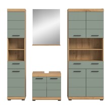 Badezimmer-Set >Scout< in Artisan Eiche Nachbildung/Salbei - 186x191x34 (BxHxT)