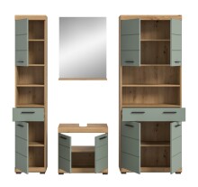 Badezimmer-Set >Scout< in Artisan Eiche Nachbildung/Salbei - 186x191x34 (BxHxT)