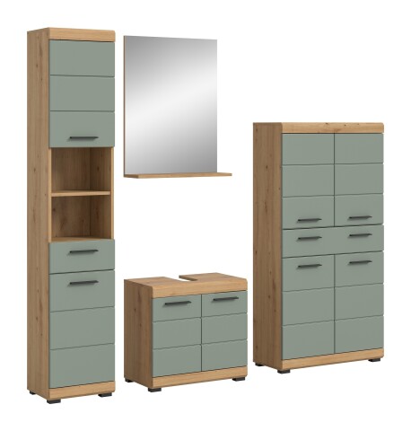 Badezimmer-Set >Scout< in Artisan Eiche Nachbildung/Salbei - 186x191x34 (BxHxT)