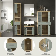 Badezimmer-Set >Scout< in Artisan Eiche Nachbildung/Salbei - 186x191x34 (BxHxT)
