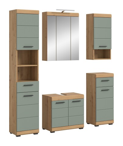 Badezimmer-Set >Scout< in Artisan Eiche Nachbildung/Salbei - 164x191x34 (BxHxT)