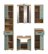 Badezimmer-Set >Scout< in Artisan Eiche Nachbildung/Salbei - 164x191x34 (BxHxT)