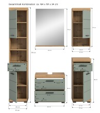 Badezimmer-Set >Scout< in Artisan Eiche Nachbildung/Salbei - 164x191x37 (BxHxT)