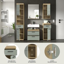 Badezimmer-Set >Scout< in Artisan Eiche Nachbildung/Salbei - 164x191x37 (BxHxT)
