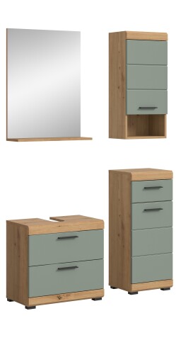 Badezimmer-Set >Scout< in Artisan Eiche Nachbildung/Salbei - 112x191x34 (BxHxT)