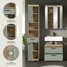 Badezimmer-Set >Scout< in Artisan Eiche Nachbildung/Salbei - 112x191x34 (BxHxT)