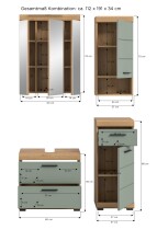 Badezimmer-Set >Scout< in Artisan Eiche Nachbildung/Salbei - 112x191x34 (BxHxT)