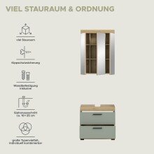 Badezimmer-Set >Scout< in Artisan Eiche Nachbildung/Salbei - 60x191x34cm (BxHxT)