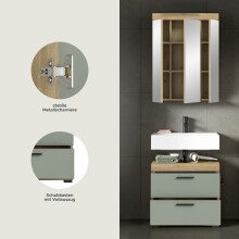 Badezimmer-Set >Scout< in Artisan Eiche Nachbildung/Salbei - 60x191x34cm (BxHxT)