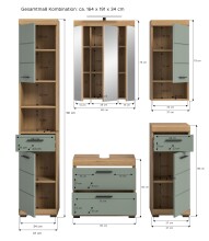 Badezimmer-Set >Scout< in Artisan Eiche Nachbildung/Salbei - 164x191x34 (BxHxT)
