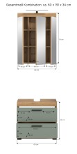 Badezimmer-Set >Scout< in Artisan Eiche Nachbildung/Salbei - 60x191x34cm (BxHxT)
