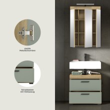 Badezimmer-Set >Scout< in Artisan Eiche Nachbildung/Salbei - 60x191x34cm (BxHxT)