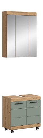 Badezimmer-Set >Scout< in Artisan Eiche Nachbildung/Salbei - 60x191x34cm (BxHxT)