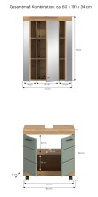 Badezimmer-Set >Scout< in Artisan Eiche Nachbildung/Salbei - 60x191x34cm (BxHxT)