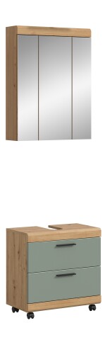 Badezimmer-Set >Scout< in Artisan Eiche Nachbildung/Salbei - 60x191x34cm (BxHxT)