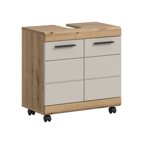 Waschbeckenunterschrank >Scout< in Evoke Oak Dekor / Kaschmir - 60x60x34 (BxHxT)