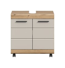 Waschbeckenunterschrank >Scout< in Evoke Oak Dekor / Kaschmir - 60x60x34 (BxHxT)