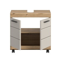 Waschbeckenunterschrank >Scout< in Evoke Oak Dekor / Kaschmir - 60x60x34 (BxHxT)
