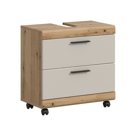 Waschbeckenunterschrank >Scout< in Evoke Oak Dekor / Kaschmir - 60x60x34 (BxHxT)