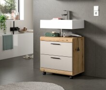 Waschbeckenunterschrank >Scout< in Evoke Oak Dekor / Kaschmir - 60x60x34 (BxHxT)