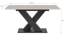 Kulissen-Esstisch >Motion< ausziehbar in Grau/Kaschmir - 150-190x76x90cm (BxHxT)