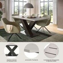 Kulissen-Esstisch >Motion< ausziehbar in Grau/Kaschmir - 150-190x76x90cm (BxHxT)