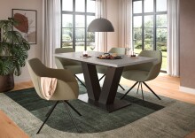 Kulissen-Esstisch >Motion< ausziehbar in Grau/Kaschmir - 150-190x76x90cm (BxHxT)