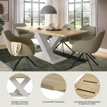 Kulissen-Esstisch >Motion< ausziehbar, Kaschmir/Artisan Eiche Dekor - 150-190x76x90cm (BxHxT)