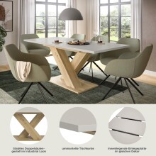 Kulissen-Esstisch >Motion< ausziehbar, Artisan Eiche Dekor/Kaschmir - 150-190x76x90cm (BxHxT)