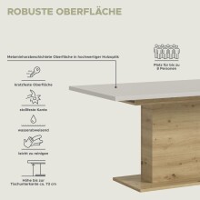Kulissen-Esstisch >Motion< ausziehbar, Artisan Eiche Dekor/Kaschmir - 150-190x76x90cm (BxHxT)