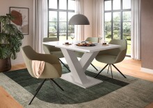 Kulissen-Esstisch >Motion< ausziehbar, Kaschmir/Weiß - 150-190x76x90cm (BxHxT)