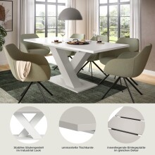 Kulissen-Esstisch >Motion< ausziehbar, Weiß/Kaschmir - 150-190x76x90cm (BxHxT)