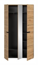 Garderobenschrank >Canu< in Basalt grau/Artisan Eiche Dekor - 105x190x37 (BxHxT)