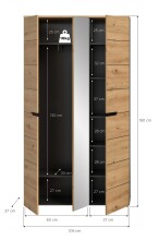 Garderobenschrank >Canu< in Basalt grau/Artisan Eiche Dekor - 105x190x37 (BxHxT)