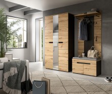 Garderobenschrank >Canu< in Basalt grau/Artisan Eiche Dekor - 105x190x37 (BxHxT)