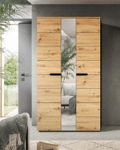 Garderobenschrank >Canu< in Basalt grau/Artisan Eiche Dekor - 105x190x37 (BxHxT)