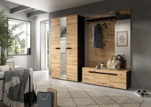Schuhbank >Canu< in Basalt grau/Artisan Eiche Nachbildung - 120x43x37cm (BxHxT)