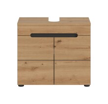 Waschbeckenunterschrank >Canu< in Basalt /Artisan Eiche Dekor - 63x55x34 (BxHxT)