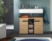 Waschbeckenunterschrank >Canu< in Basalt /Artisan Eiche Dekor - 80x55x34 (BxHxT)