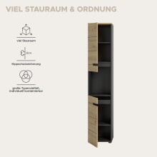 Hochschrank >Canu< in Basalt grau/Artisan Eiche Nachbildung - 38x193x34 (BxHxT)