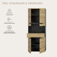 Hochschrank >Canu< in Basalt grau/Artisan Eiche Nachbildung - 76x193x34 (BxHxT)