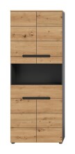 Hochschrank >Canu< in Basalt grau/Artisan Eiche Nachbildung - 76x193x34 (BxHxT)