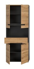 Hochschrank >Canu< in Basalt grau/Artisan Eiche Nachbildung - 76x193x34 (BxHxT)